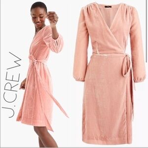 J CREW NWT pink velvet wrap dress dusty rose blush midi holiday dress size 8